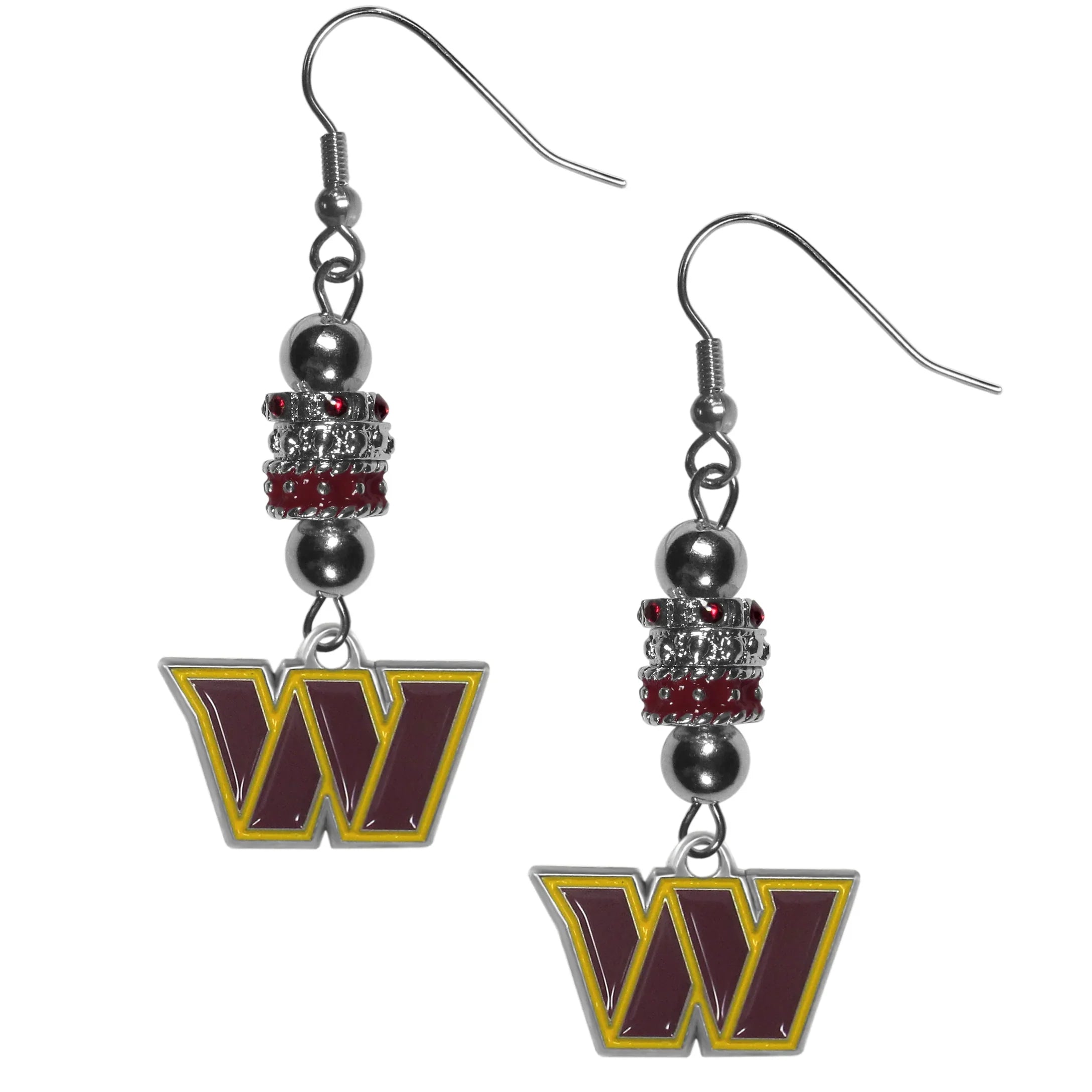 Washington Commanders Euro Bead Earrings - Sports Collectibles, Sports Memorabilia, Sports Fan Shop, Sports Gifts