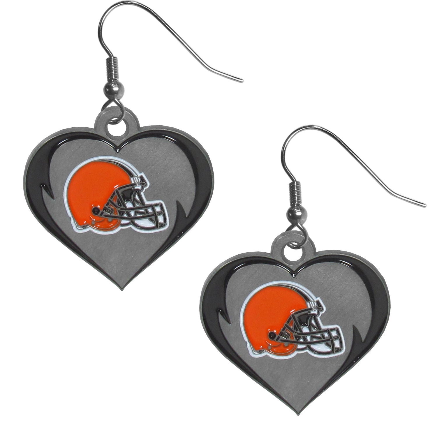 Cleveland Browns Heart Dangle Earrings