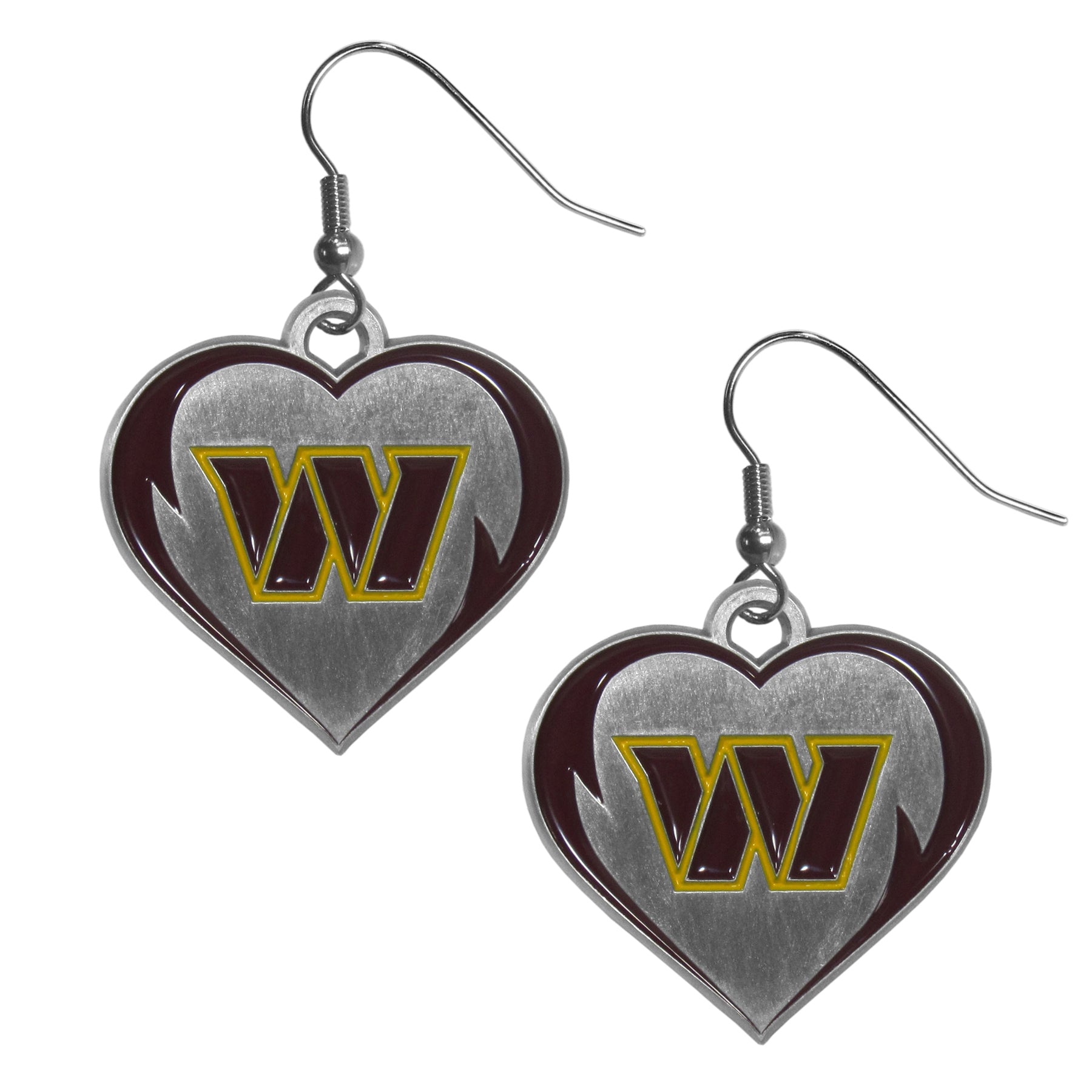Washington Commanders Heart Dangle Earrings - Sports Collectibles, Sports Memorabilia, Sports Fan Shop, Sports Gifts