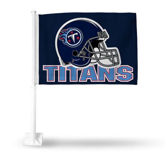 NFL Football Tennessee Titans Navy Double Sided Car Flag -  16" x 19" - Strong Pole that Hooks Onto Car/Truck/Automobile