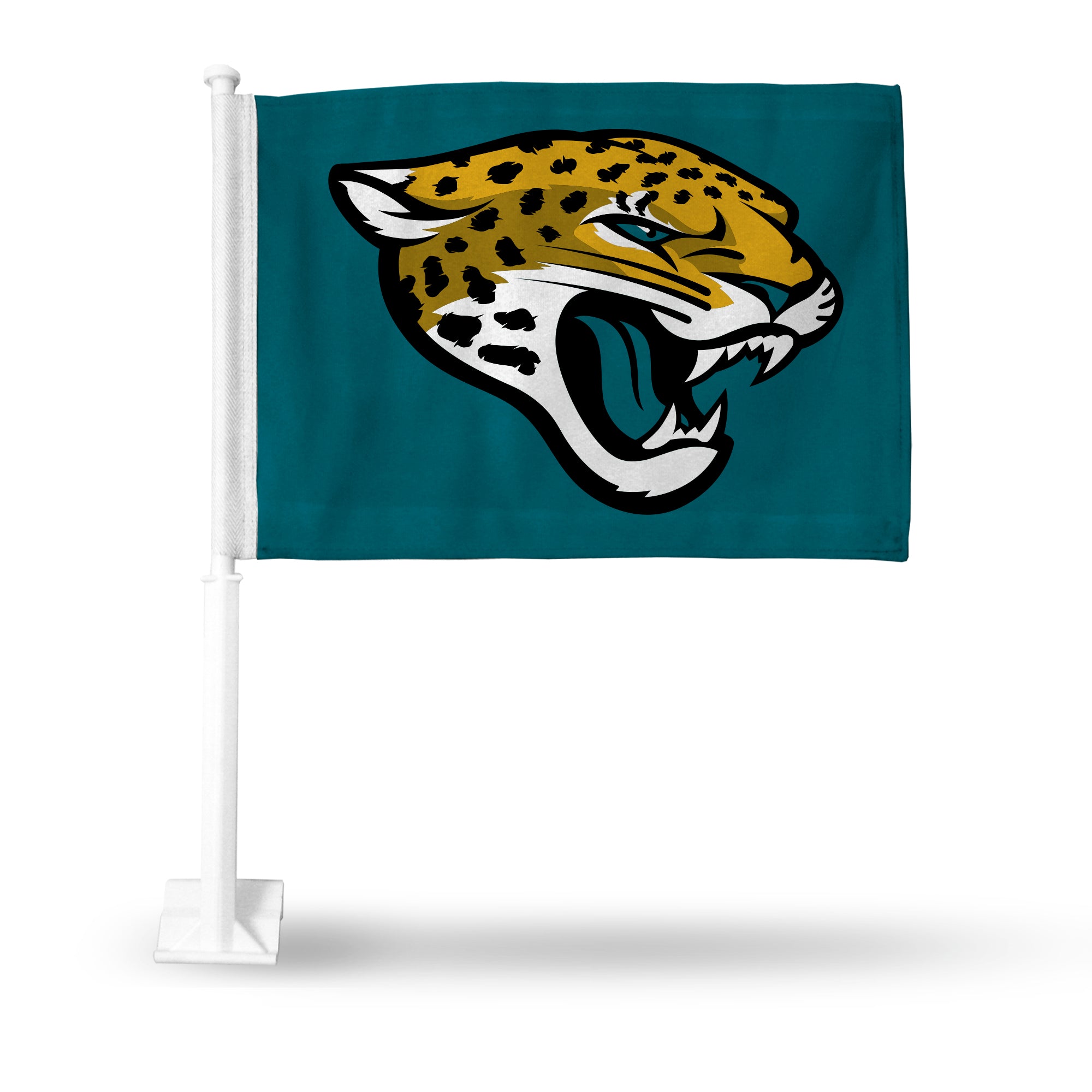 NFL Football Jacksonville Jaguars Standard Double Sided Car Flag -  16" x 19" - Strong Pole that Hooks Onto Car/Truck/Automobile