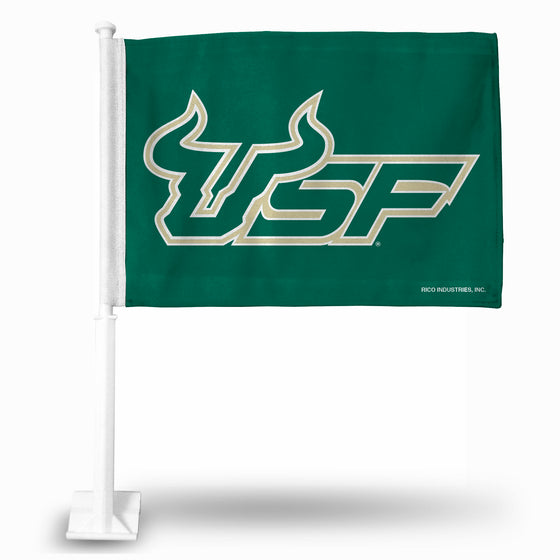NCAA  South Florida Bulls Standard Double Sided Car Flag -  16" x 19" - Strong Pole that Hooks Onto Car/Truck/Automobile