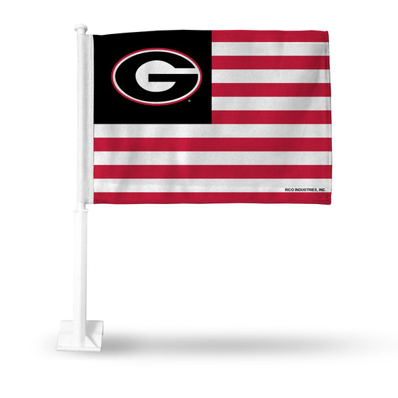 NCAA  Georgia Bulldogs Exclusive Double Sided Car Flag -  16" x 19" - Strong Pole that Hooks Onto Car/Truck/Automobile