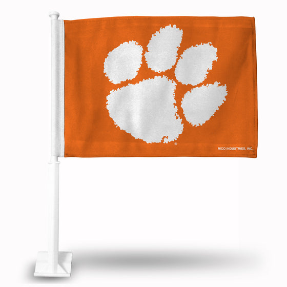 NCAA  Clemson Tigers Standard Double Sided Car Flag -  16" x 19" - Strong Pole that Hooks Onto Car/Truck/Automobile