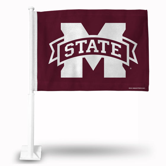 NCAA  Mississippi State Bulldogs Standard Double Sided Car Flag -  16" x 19" - Strong Pole that Hooks Onto Car/Truck/Automobile