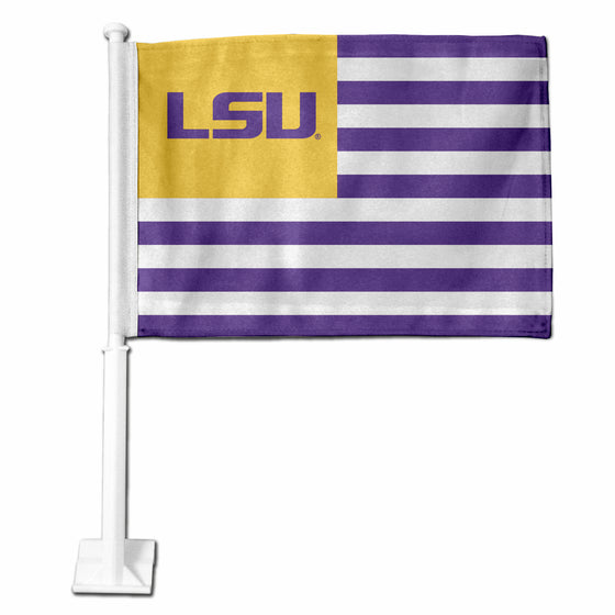 NCAA  LSU Tigers Exclusive Double Sided Car Flag -  16" x 19" - Strong Pole that Hooks Onto Car/Truck/Automobile