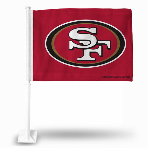 NFL Football San Francisco 49ers Standard Double Sided Car Flag -  16" x 19" - Strong Pole that Hooks Onto Car/Truck/Automobile