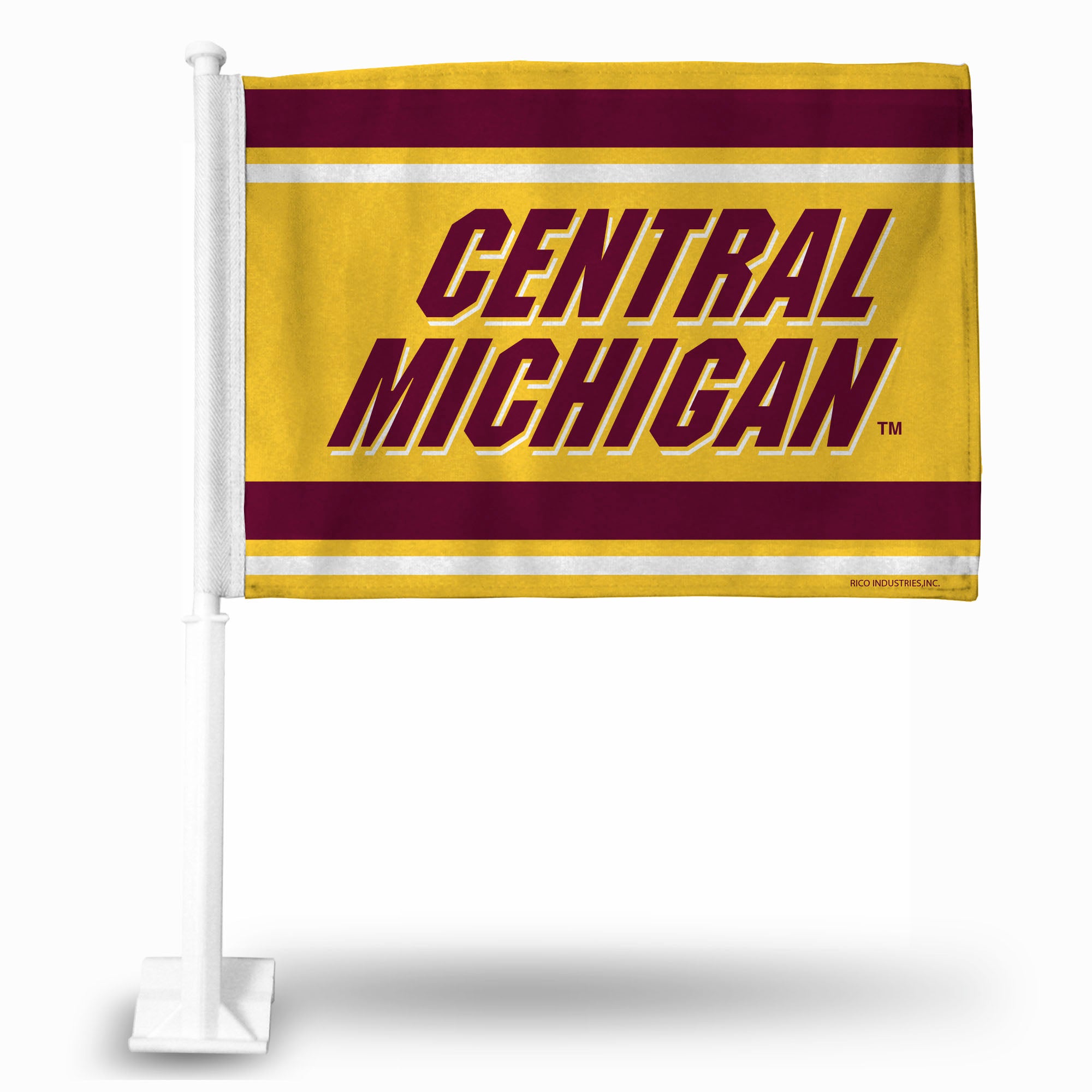 NCAA  Central Michigan Chippewas Standard Double Sided Car Flag -  16" x 19" - Strong Pole that Hooks Onto Car/Truck/Automobile