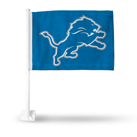 NFL Football Detroit Lions Standard Double Sided Car Flag -  16" x 19" - Strong Pole that Hooks Onto Car/Truck/Automobile