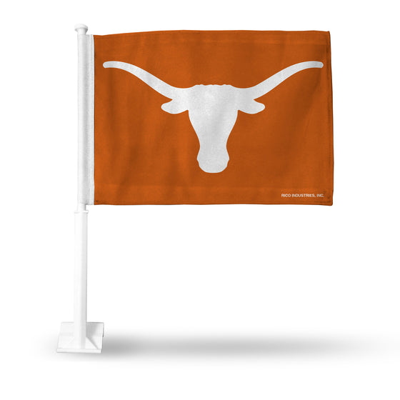 NCAA  Texas Longhorns Orange Double Sided Car Flag -  16" x 19" - Strong Pole that Hooks Onto Car/Truck/Automobile
