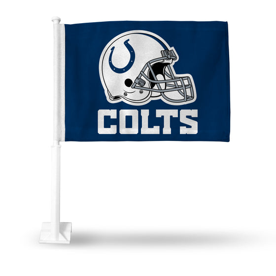NFL Football Indianapolis Colts Helmet - Blue Background Double Sided Car Flag -  16" x 19" - Strong Pole that Hooks Onto Car/Truck/Automobile