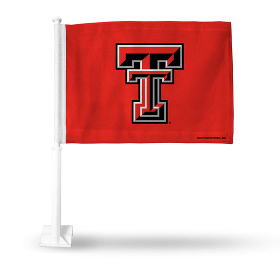 NCAA  Texas Tech Red Raiders Standard Double Sided Car Flag -  16" x 19" - Strong Pole that Hooks Onto Car/Truck/Automobile