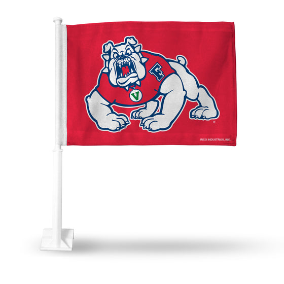 NCAA  Fresno State Bulldogs Standard Double Sided Car Flag -  16" x 19" - Strong Pole that Hooks Onto Car/Truck/Automobile