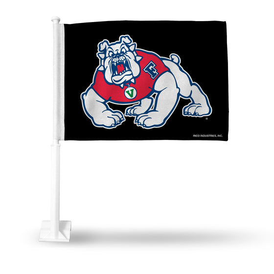 NCAA  Fresno State Bulldogs Black Double Sided Car Flag -  16" x 19" - Strong Pole that Hooks Onto Car/Truck/Automobile