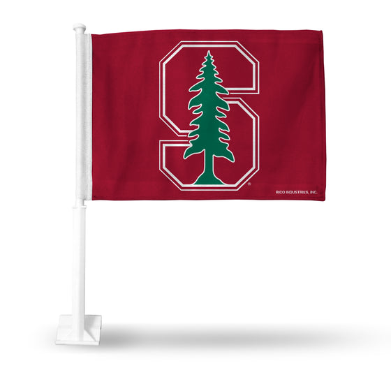 NCAA  Stanford Cardinal Standard Double Sided Car Flag -  16" x 19" - Strong Pole that Hooks Onto Car/Truck/Automobile