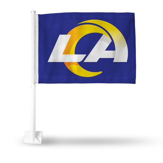 NFL Football Los Angeles Rams Standard Double Sided Car Flag -  16" x 19" - Strong Pole that Hooks Onto Car/Truck/Automobile
