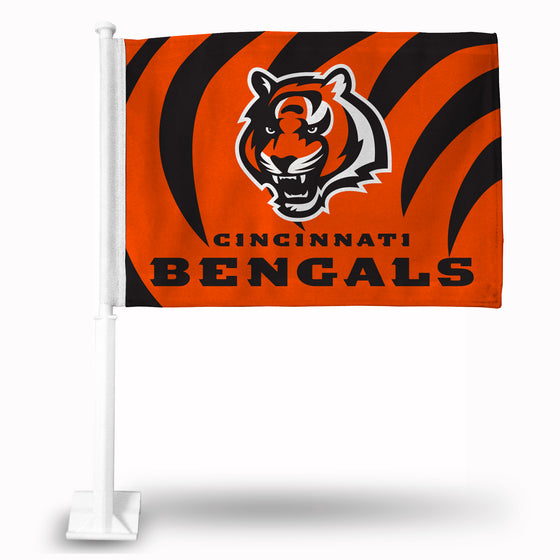 NFL Football Cincinnati Bengals Standard Double Sided Car Flag -  16" x 19" - Strong Pole that Hooks Onto Car/Truck/Automobile