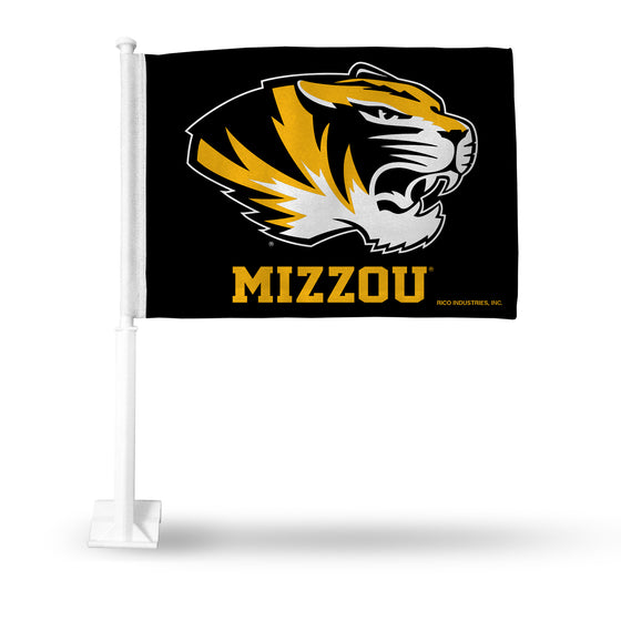 NCAA  Missouri Tigers Black Double Sided Car Flag -  16" x 19" - Strong Pole that Hooks Onto Car/Truck/Automobile