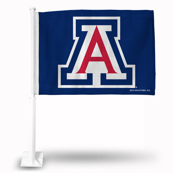 NCAA  Arizona Wildcats Blue Double Sided Car Flag -  16" x 19" - Strong Pole that Hooks Onto Car/Truck/Automobile