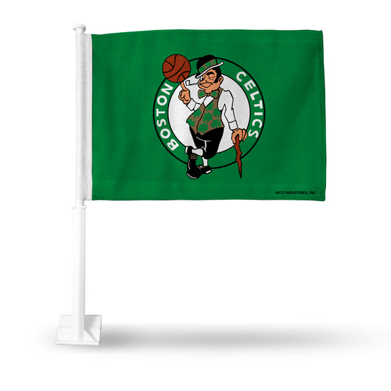 NBA Basketball Boston Celtics Standard Double Sided Car Flag -  16" x 19" - Strong Pole that Hooks Onto Car/Truck/Automobile