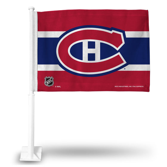 NHL Hockey Montreal Canadiens Standard Double Sided Car Flag -  16" x 19" - Strong Pole that Hooks Onto Car/Truck/Automobile