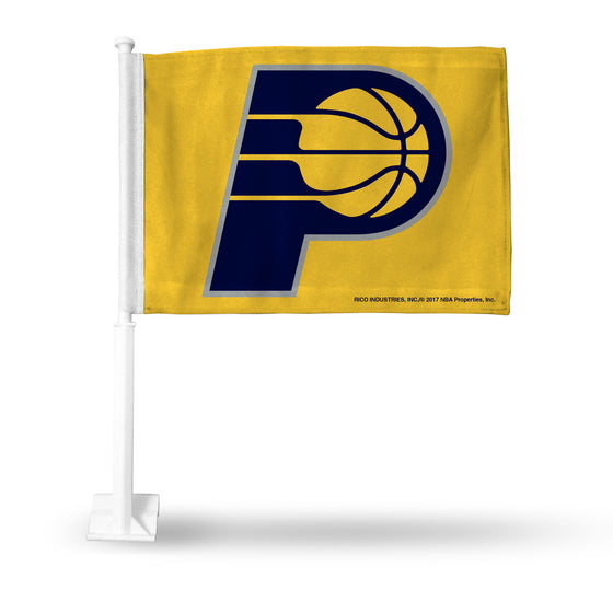 NBA Basketball Indiana Pacers Standard Double Sided Car Flag -  16" x 19" - Strong Pole that Hooks Onto Car/Truck/Automobile