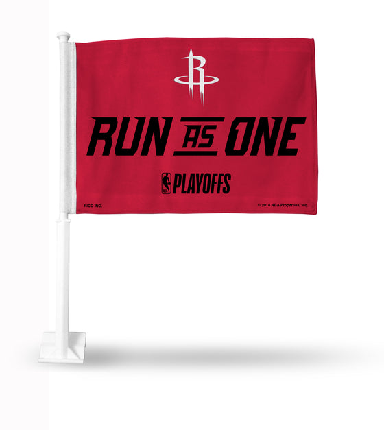 NBA Basketball Houston Rockets Exclusive Double Sided Car Flag -  16" x 19" - Strong Pole that Hooks Onto Car/Truck/Automobile