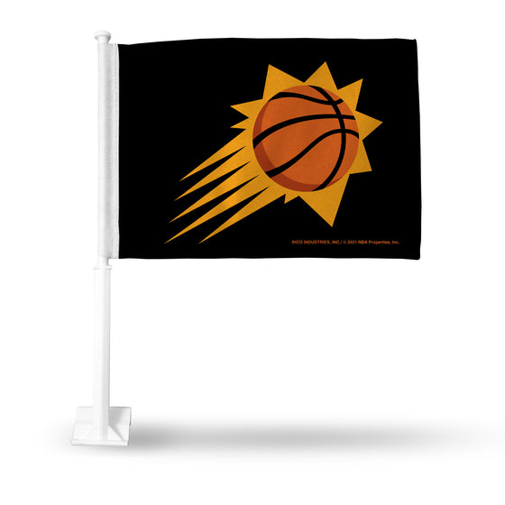 NBA Basketball Phoenix Suns Black Double Sided Car Flag -  16" x 19" - Strong Pole that Hooks Onto Car/Truck/Automobile