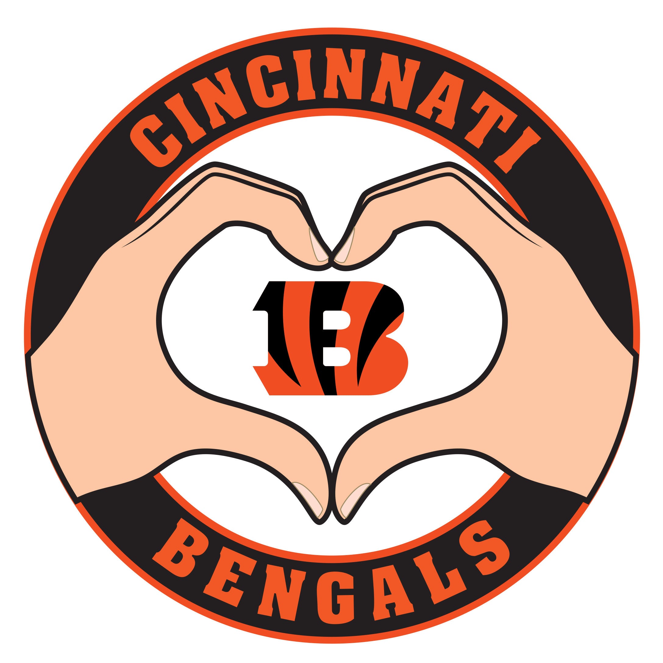 Cincinnati Bengals Heart Hands Decal