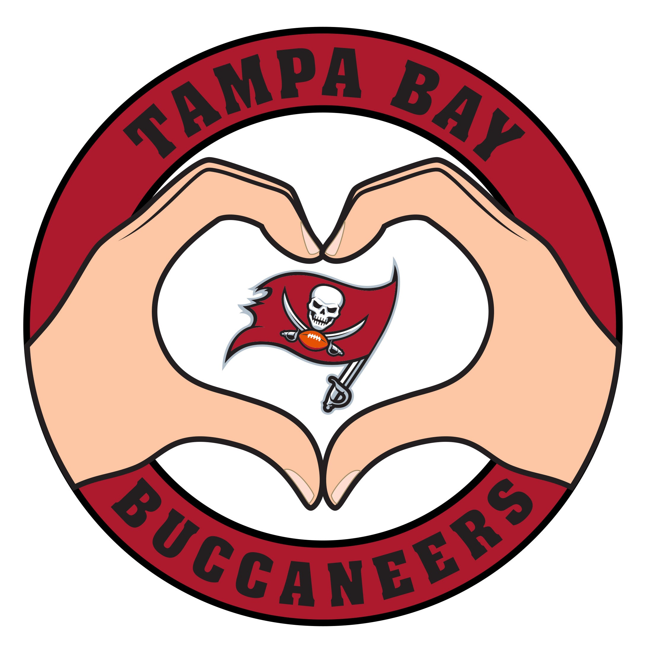 Tampa Bay Buccaneers Heart Hands Decal