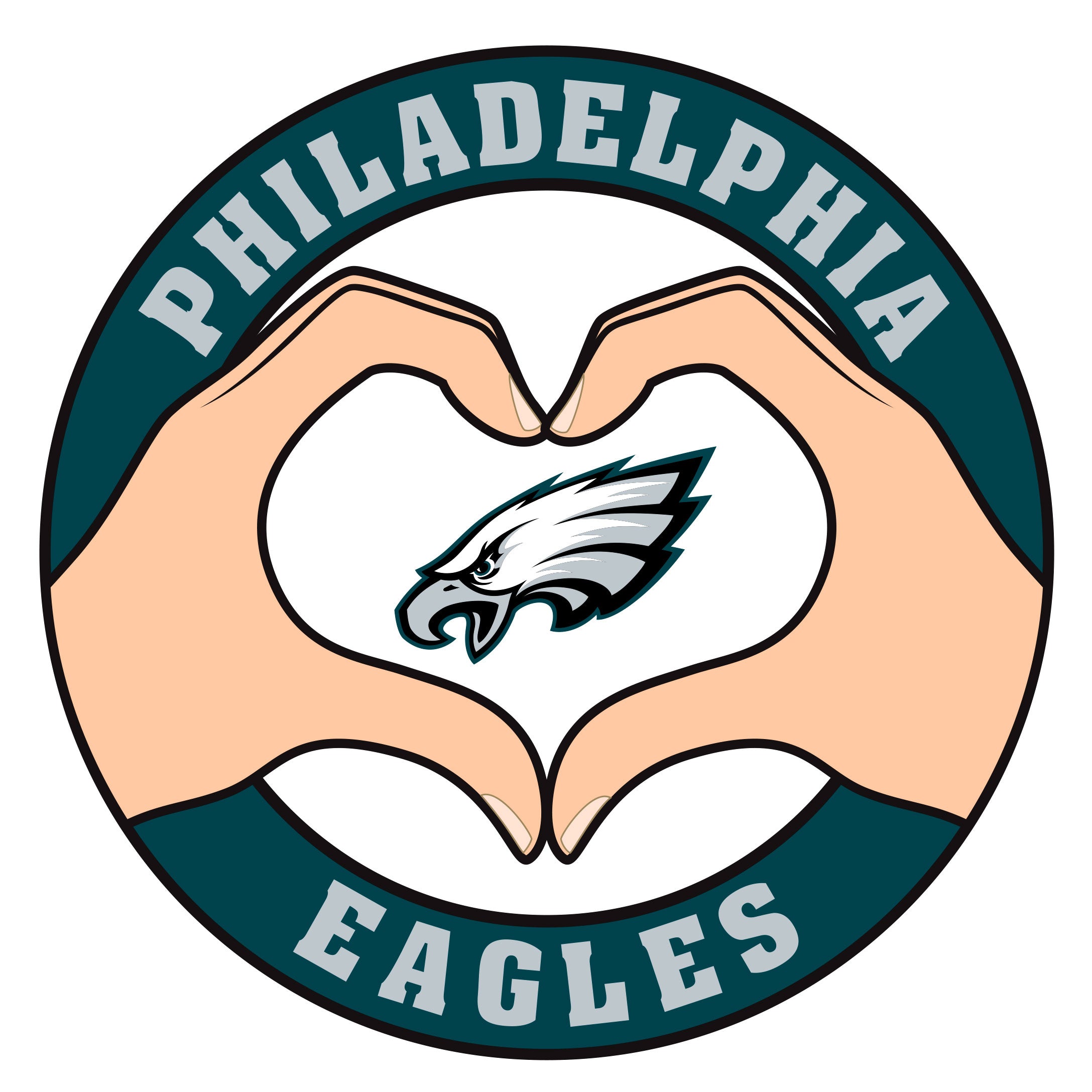 Philadelphia Eagles Heart Hands Decal