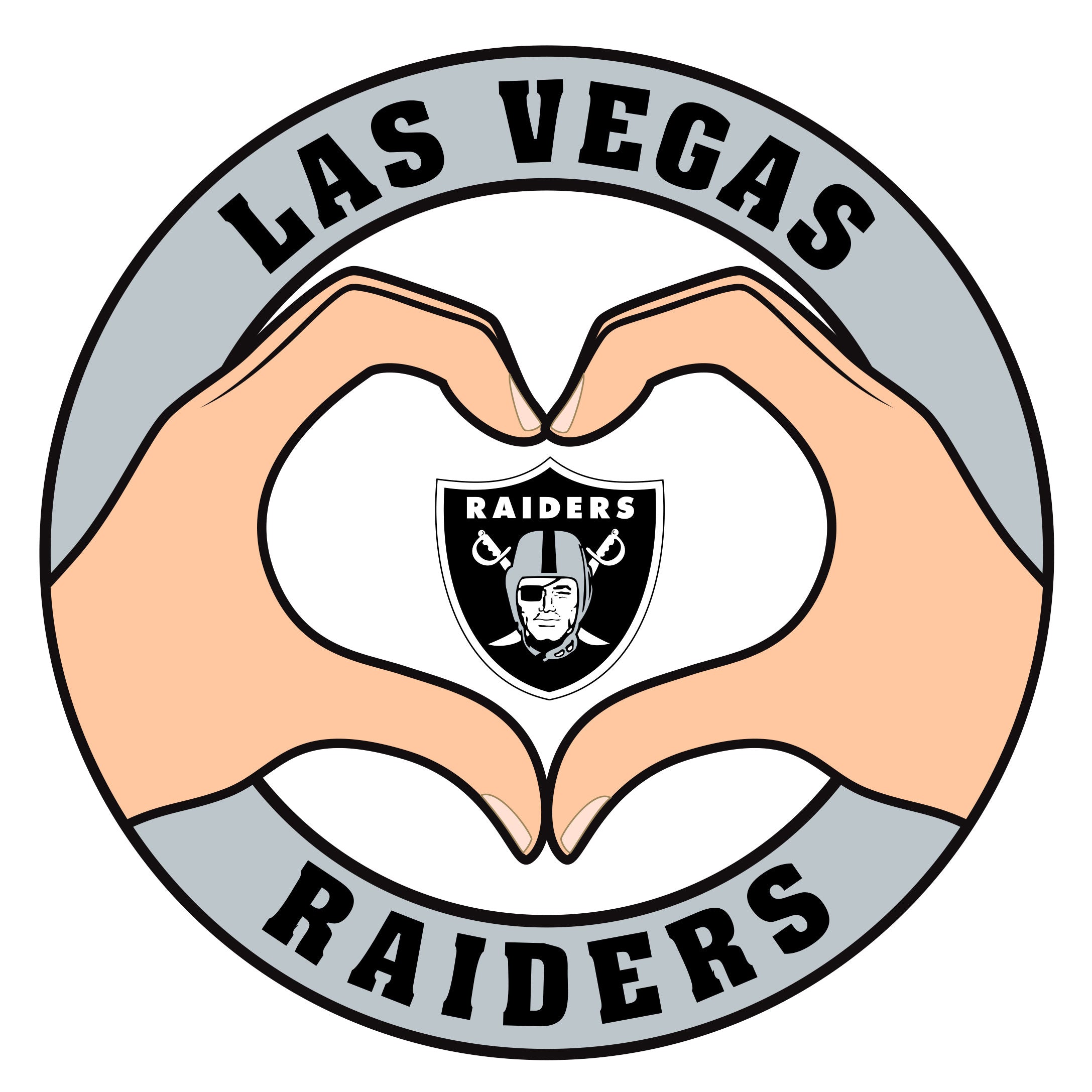 Las Vegas Raiders Heart Hands Decal