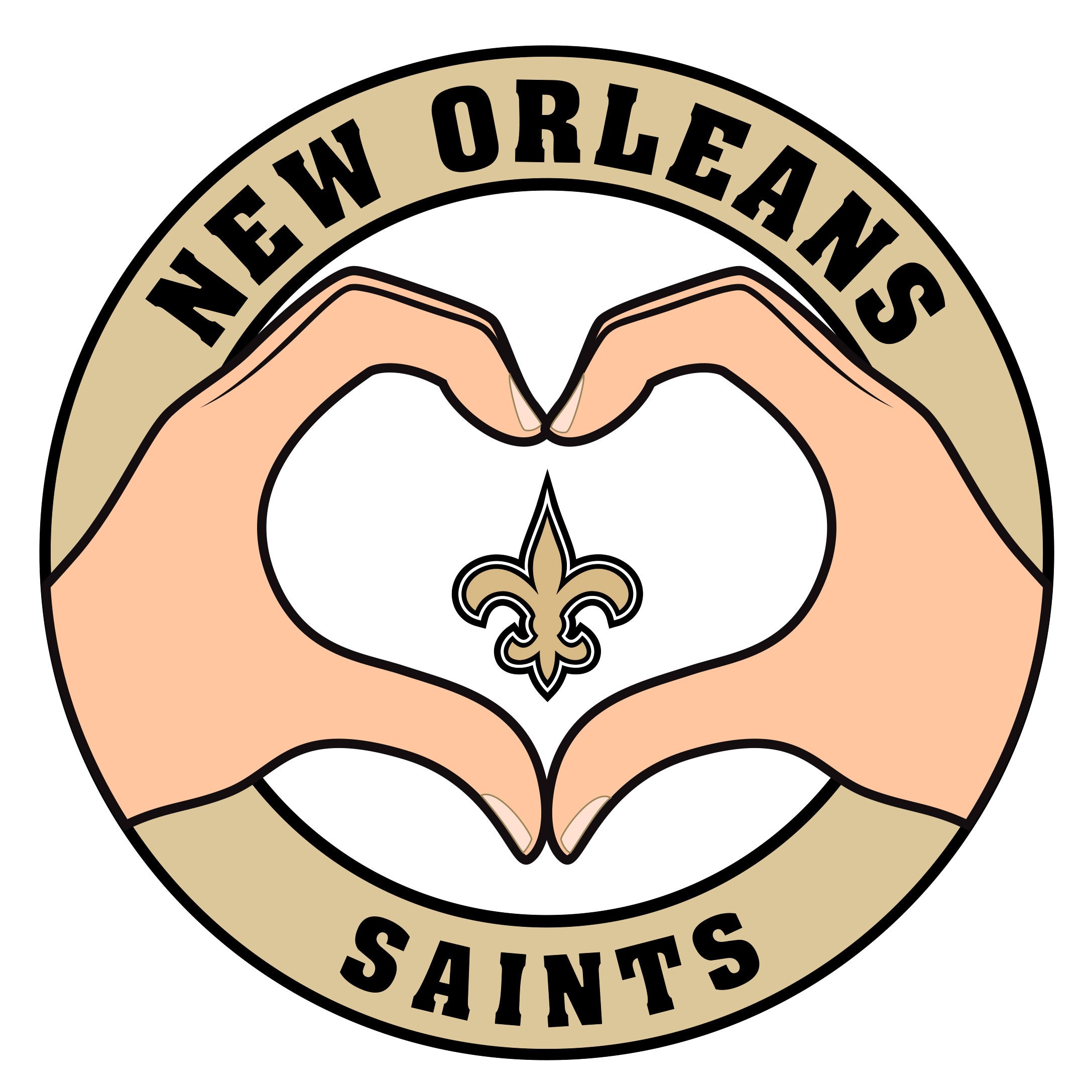 New Orleans Saints Heart Hands Decal