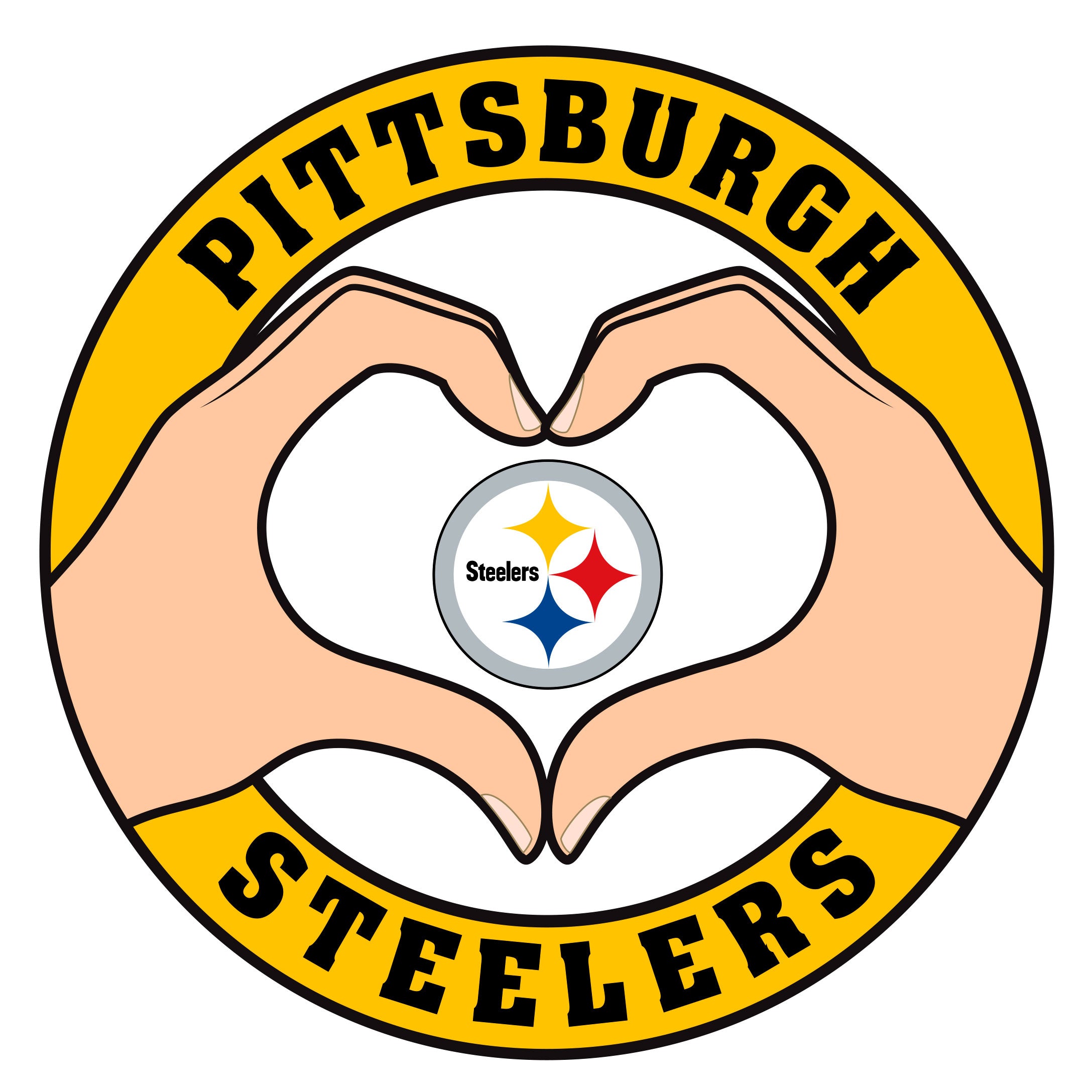 Pittsburgh Steelers Heart Hands Decal