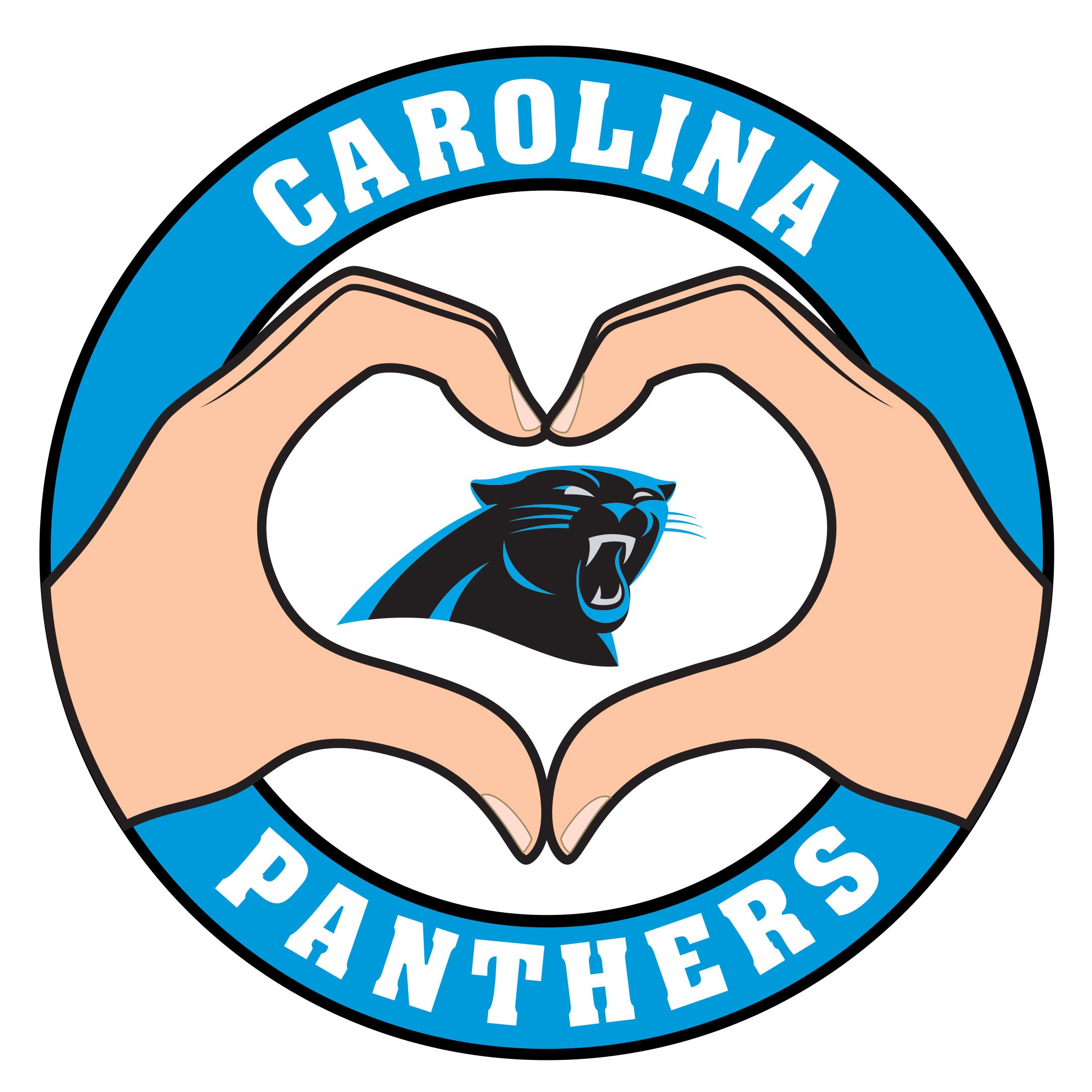 Carolina Panthers Heart Hands Decal