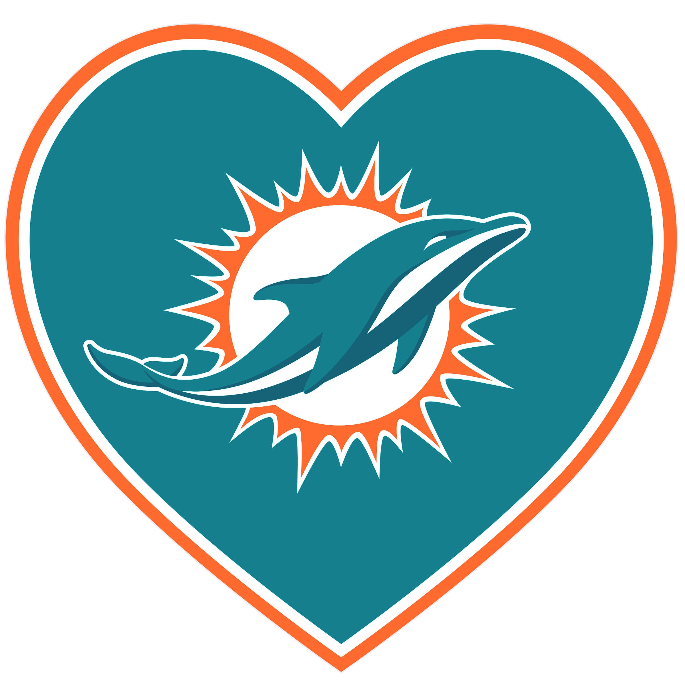 Miami Dolphins Heart Decal