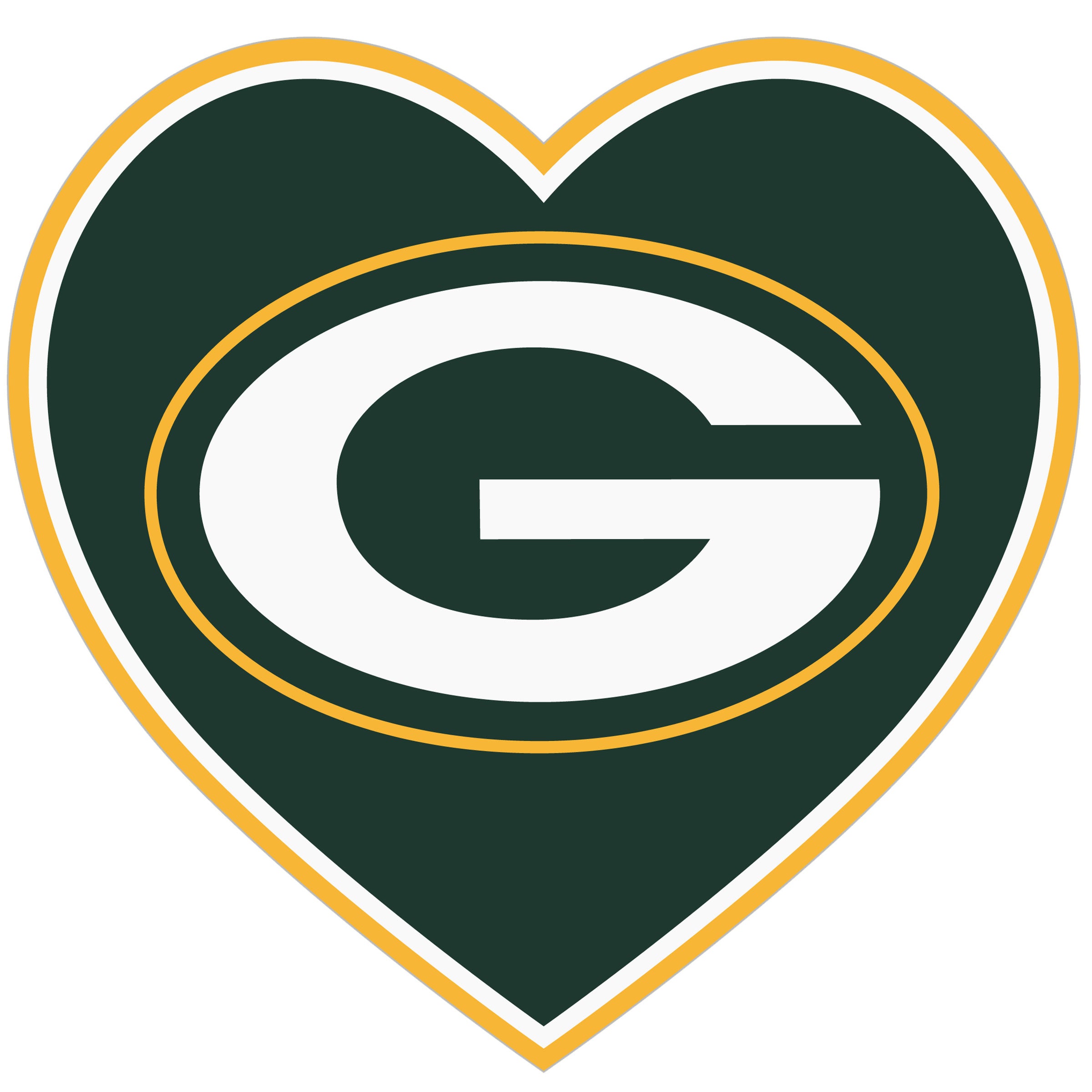 Green Bay Packers Heart Decal