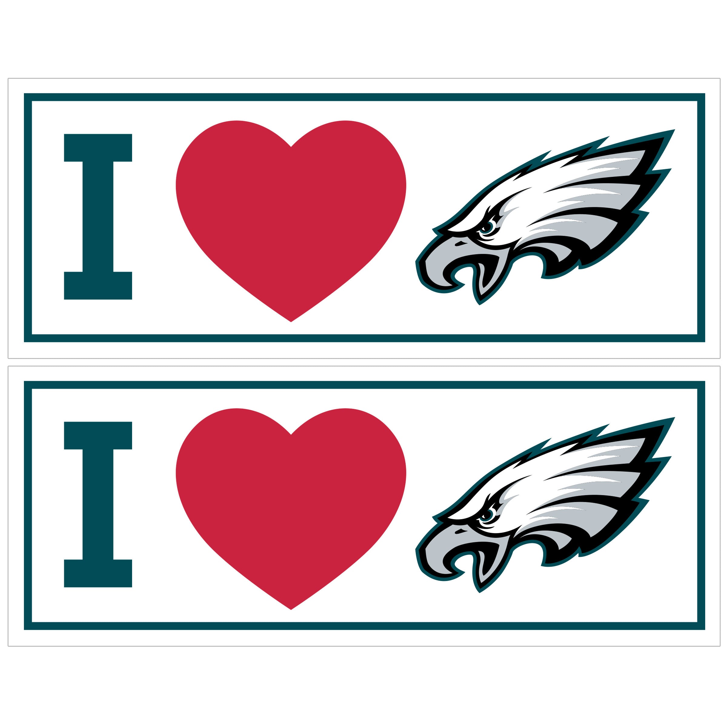 Philadelphia Eagles I Heart Bumper Style Decal, 2 pack