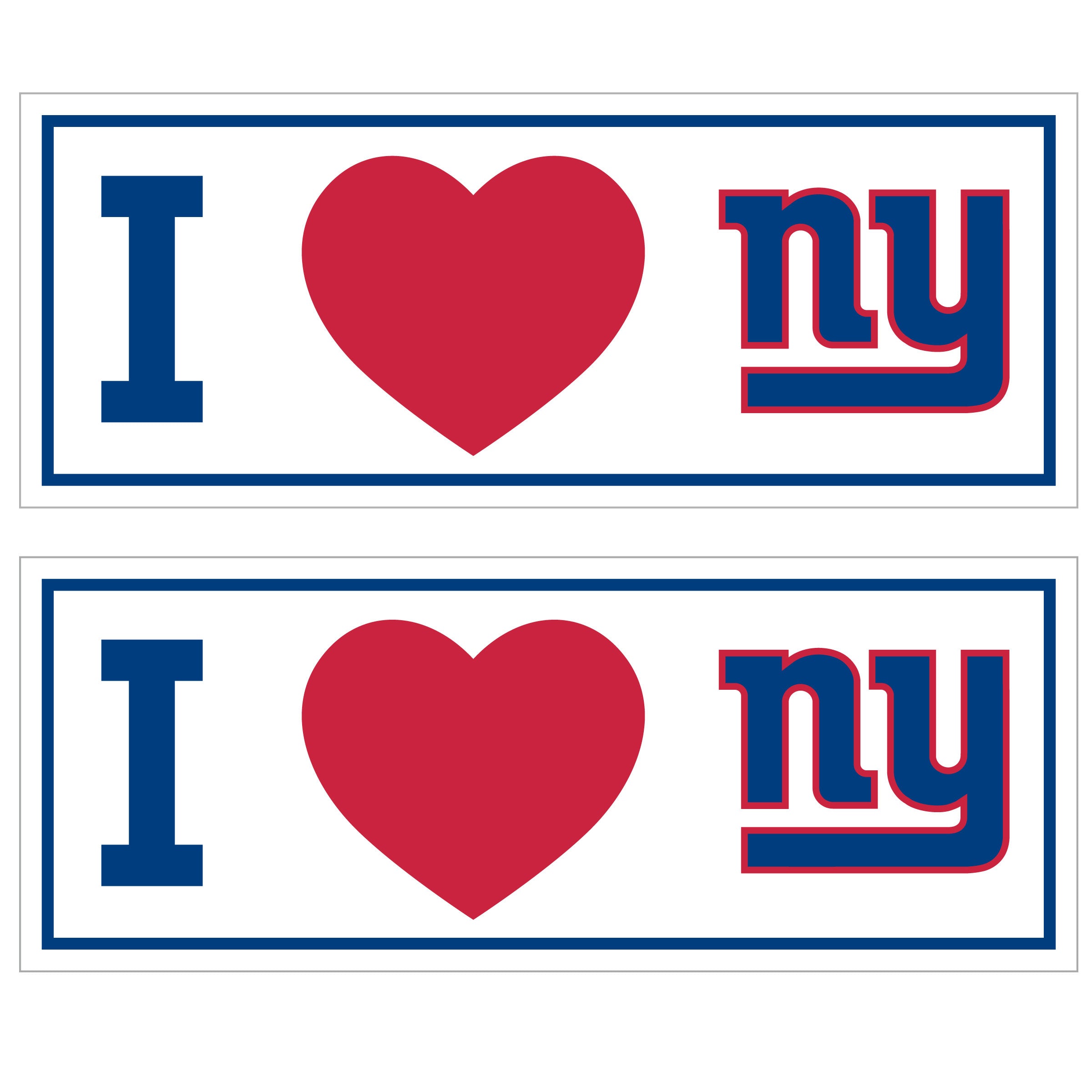 New York Giants I Heart Bumper Style Decal, 2 pack