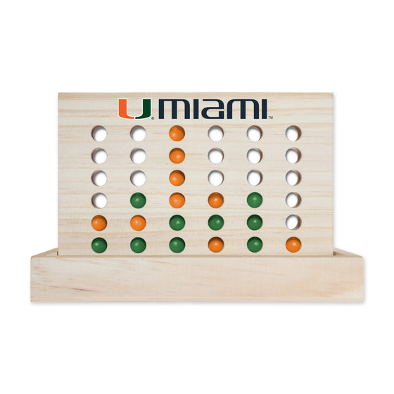 NCAA  Miami Hurricanes  Wooden 4 in a Row Board Game Line up 4 Game Travel Board Games for Kids and Adults