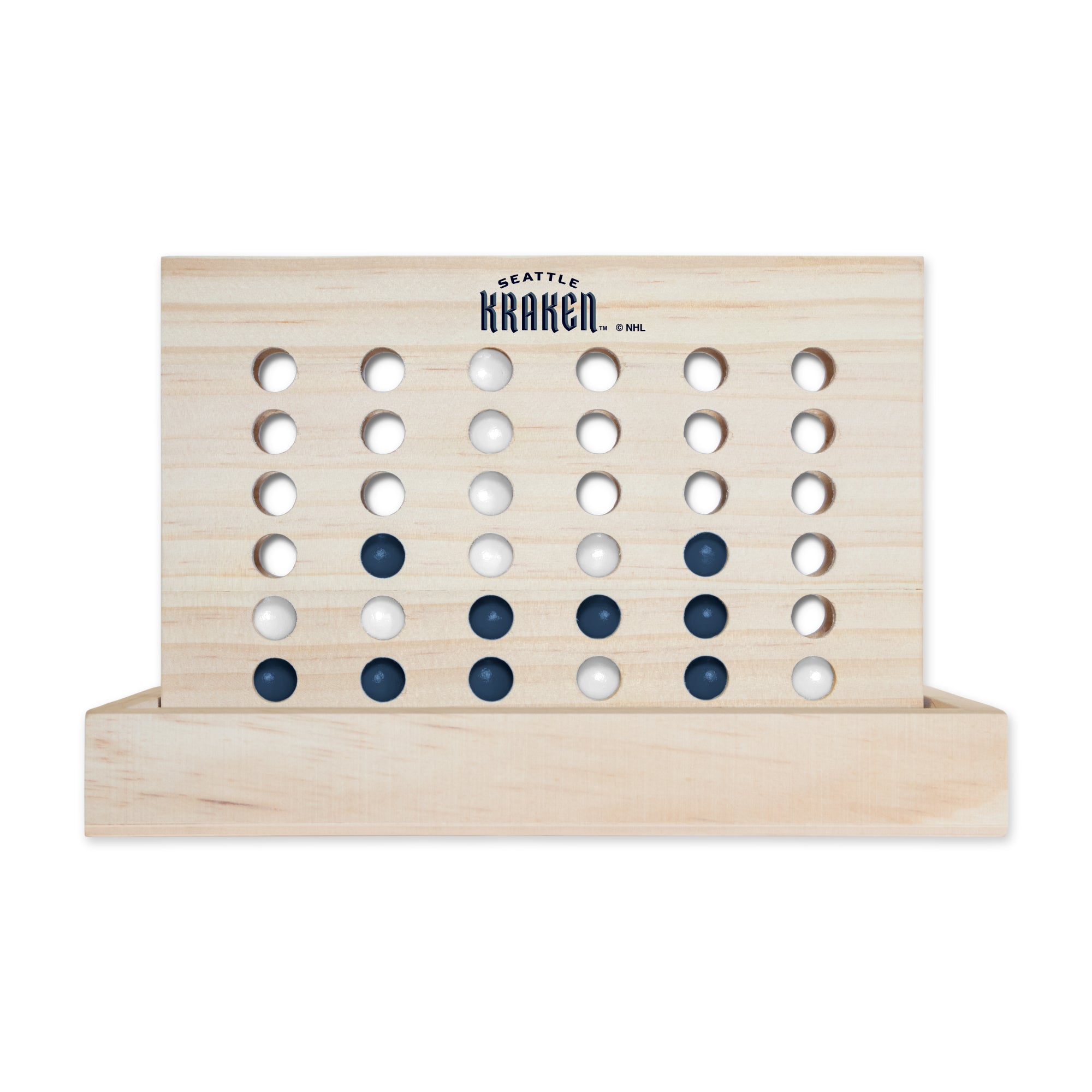 NHL Hockey Seattle Kraken  Wooden 4 in a Row Board Game Line up 4 Game Travel Board Games for Kids and Adults