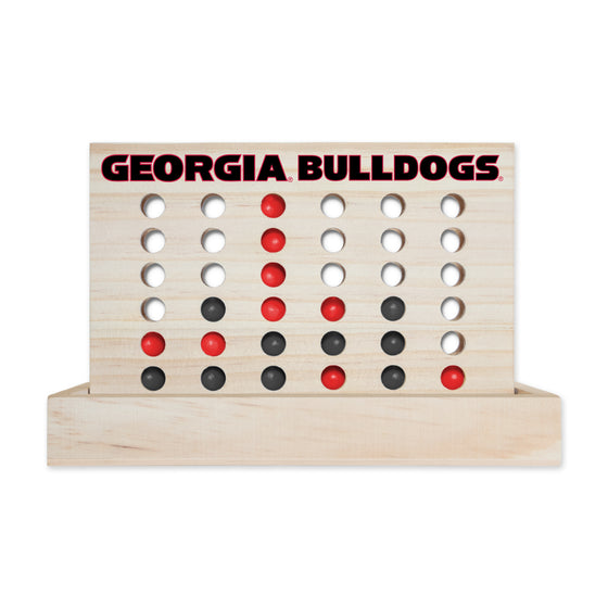 NCAA  Georgia Bulldogs  Wooden 4 in a Row Board Game Line up 4 Game Travel Board Games for Kids and Adults