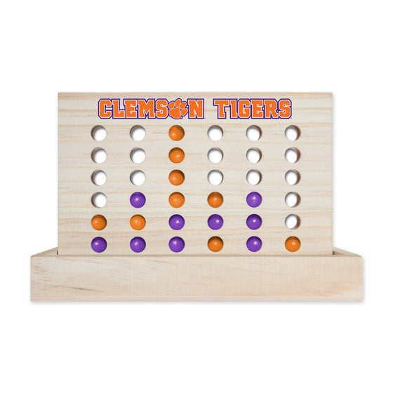 NCAA  Clemson Tigers  Wooden 4 in a Row Board Game Line up 4 Game Travel Board Games for Kids and Adults