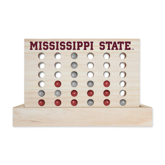NCAA  Mississippi State Bulldogs  Wooden 4 in a Row Board Game Line up 4 Game Travel Board Games for Kids and Adults