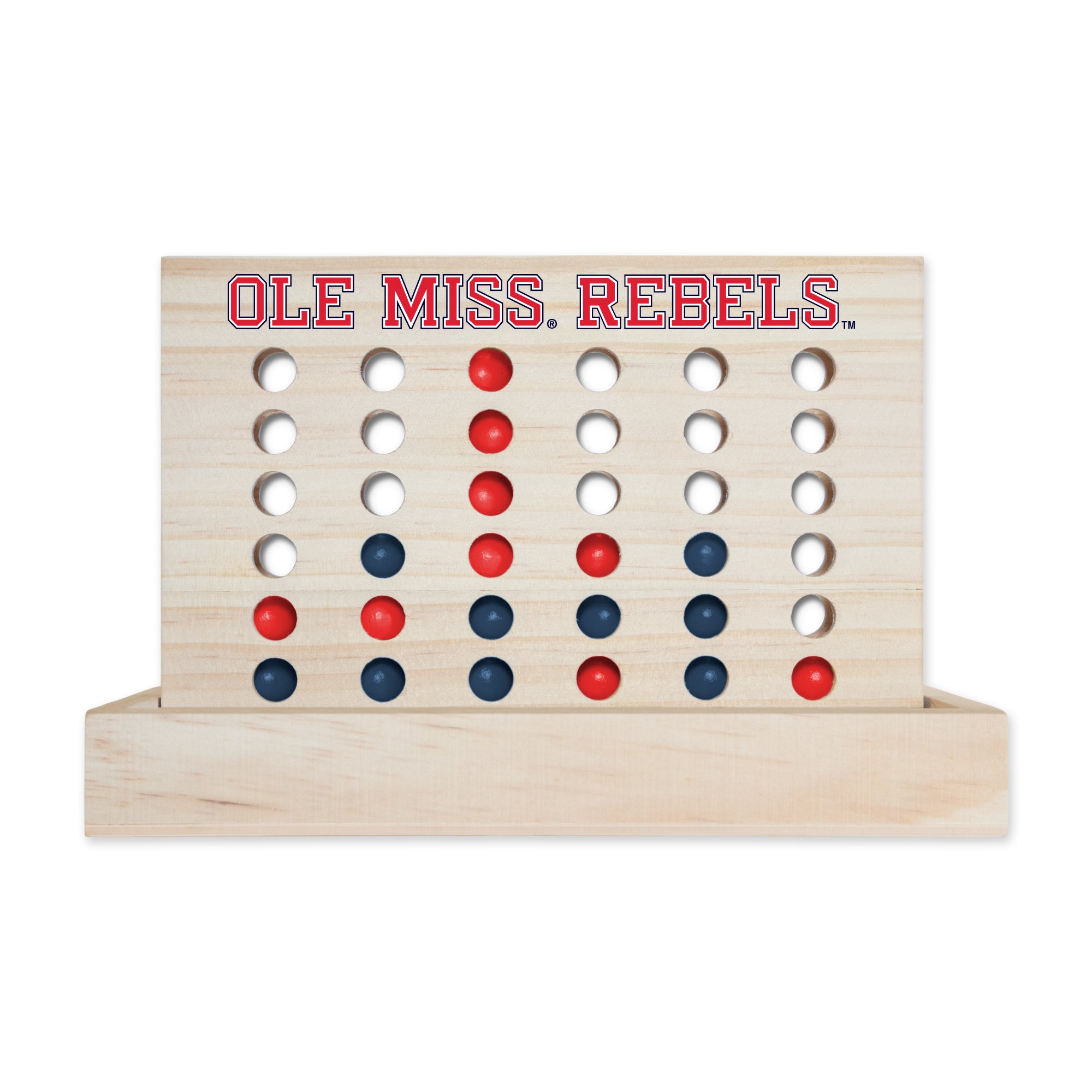 NCAA  Mississippi Rebels  Wooden 4 in a Row Board Game Line up 4 Game Travel Board Games for Kids and Adults