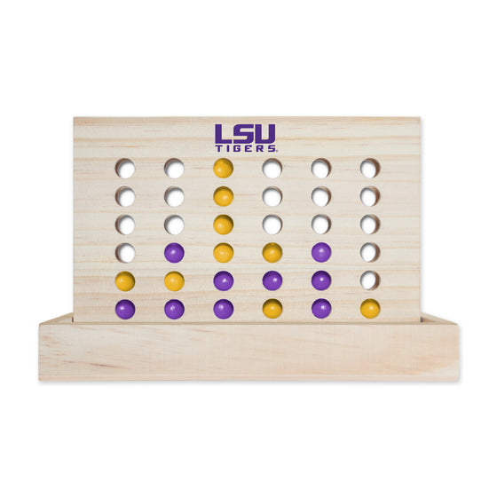 NCAA  LSU Tigers  Wooden 4 in a Row Board Game Line up 4 Game Travel Board Games for Kids and Adults