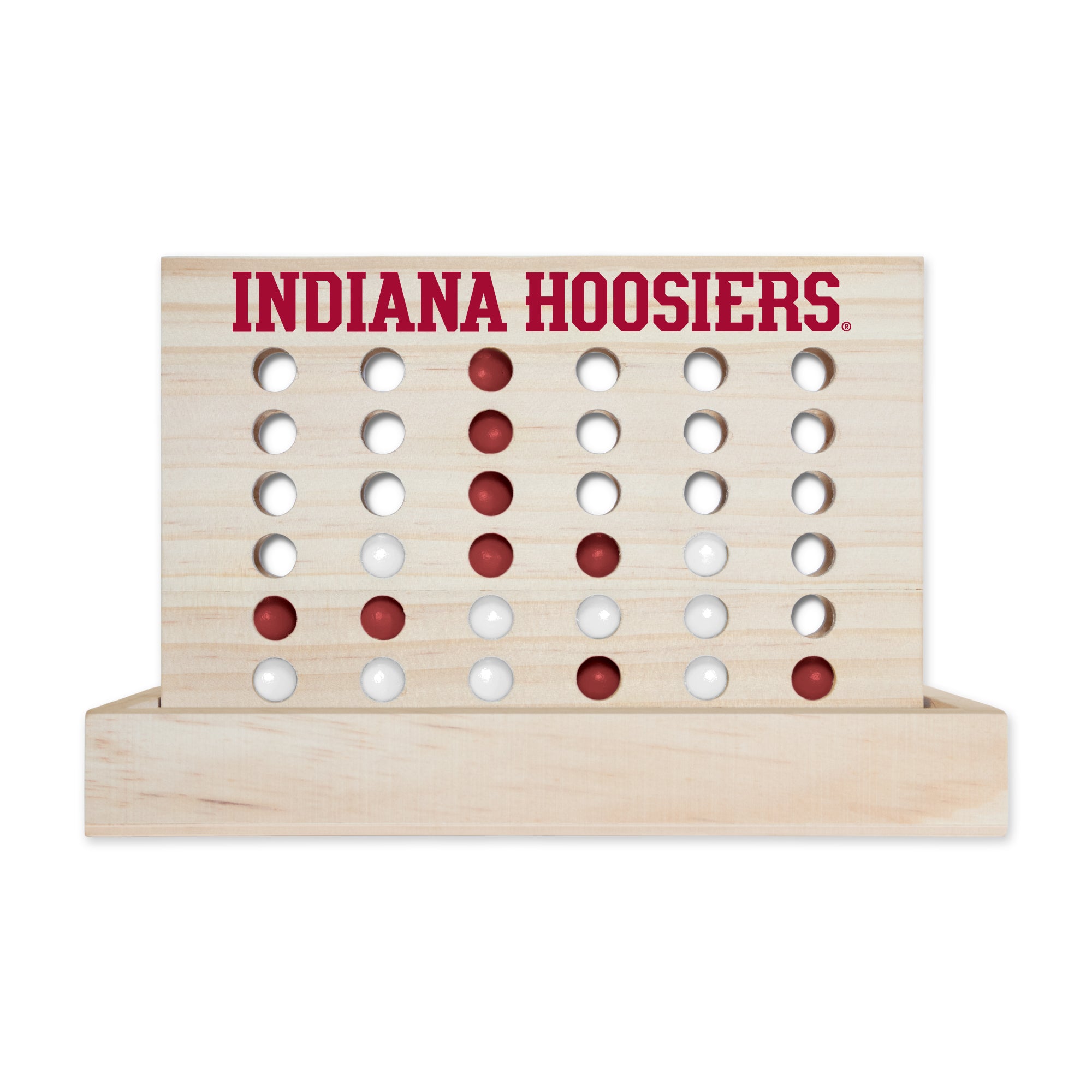 NCAA  Indiana Hoosiers  Wooden 4 in a Row Board Game Line up 4 Game Travel Board Games for Kids and Adults