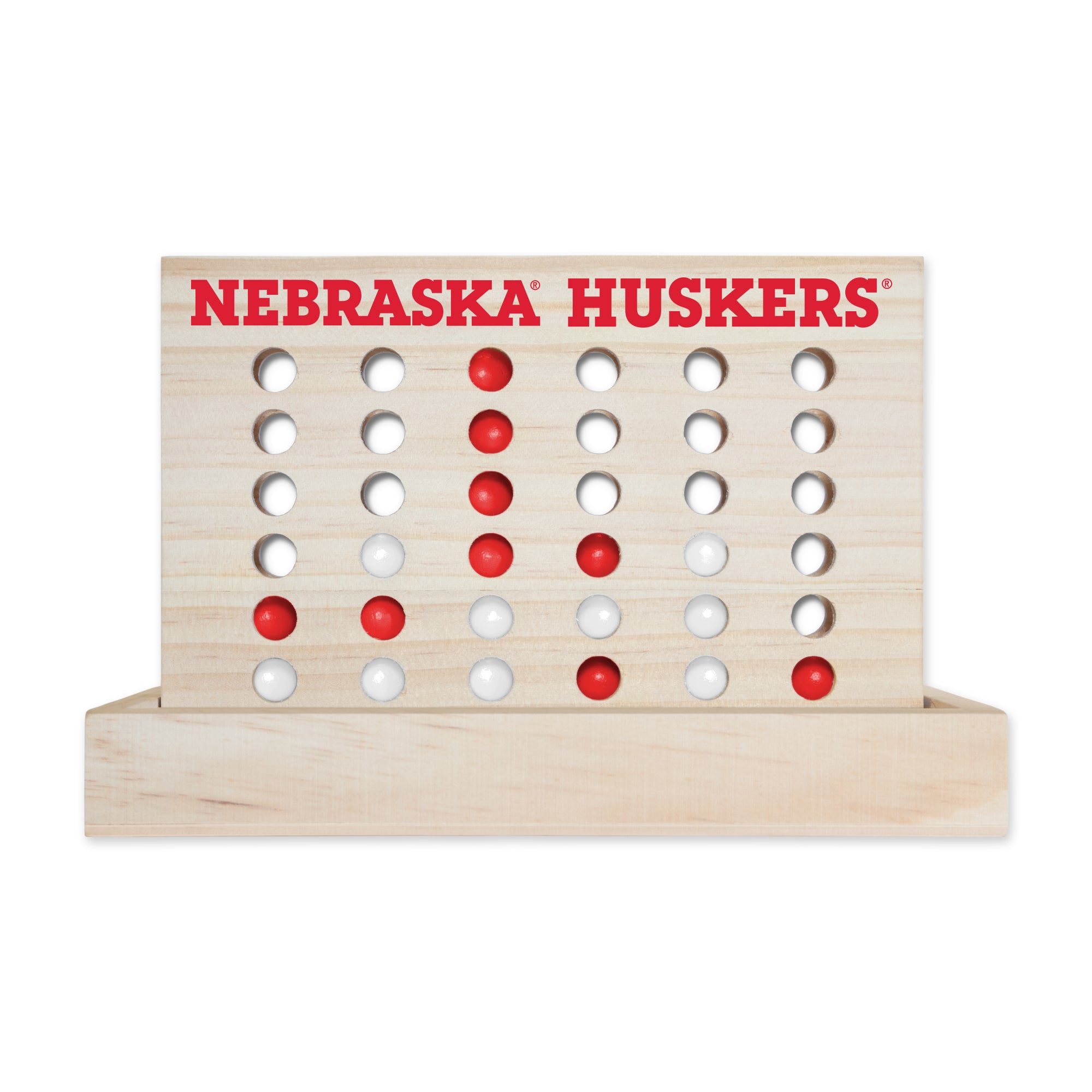 NCAA  Nebraska Cornhuskers  Wooden 4 in a Row Board Game Line up 4 Game Travel Board Games for Kids and Adults