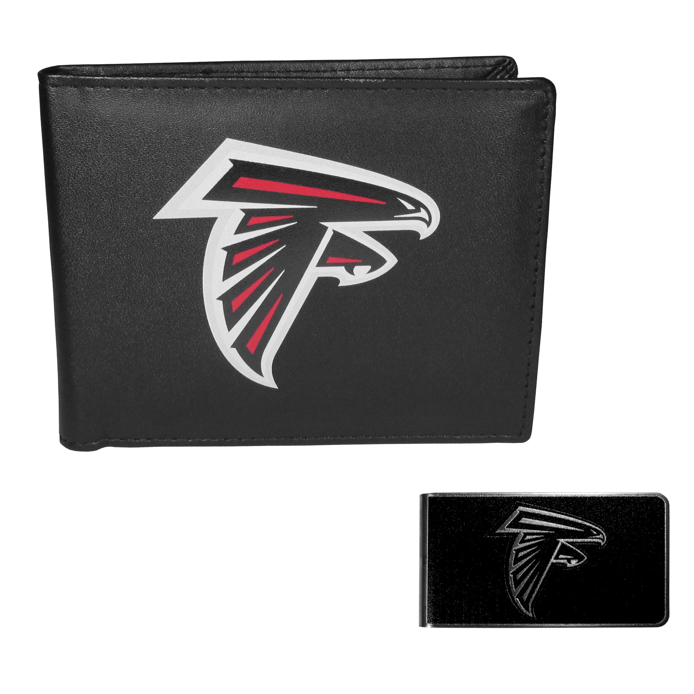 Atlanta Falcons Leather Bi-fold Wallet & Black Money Clip