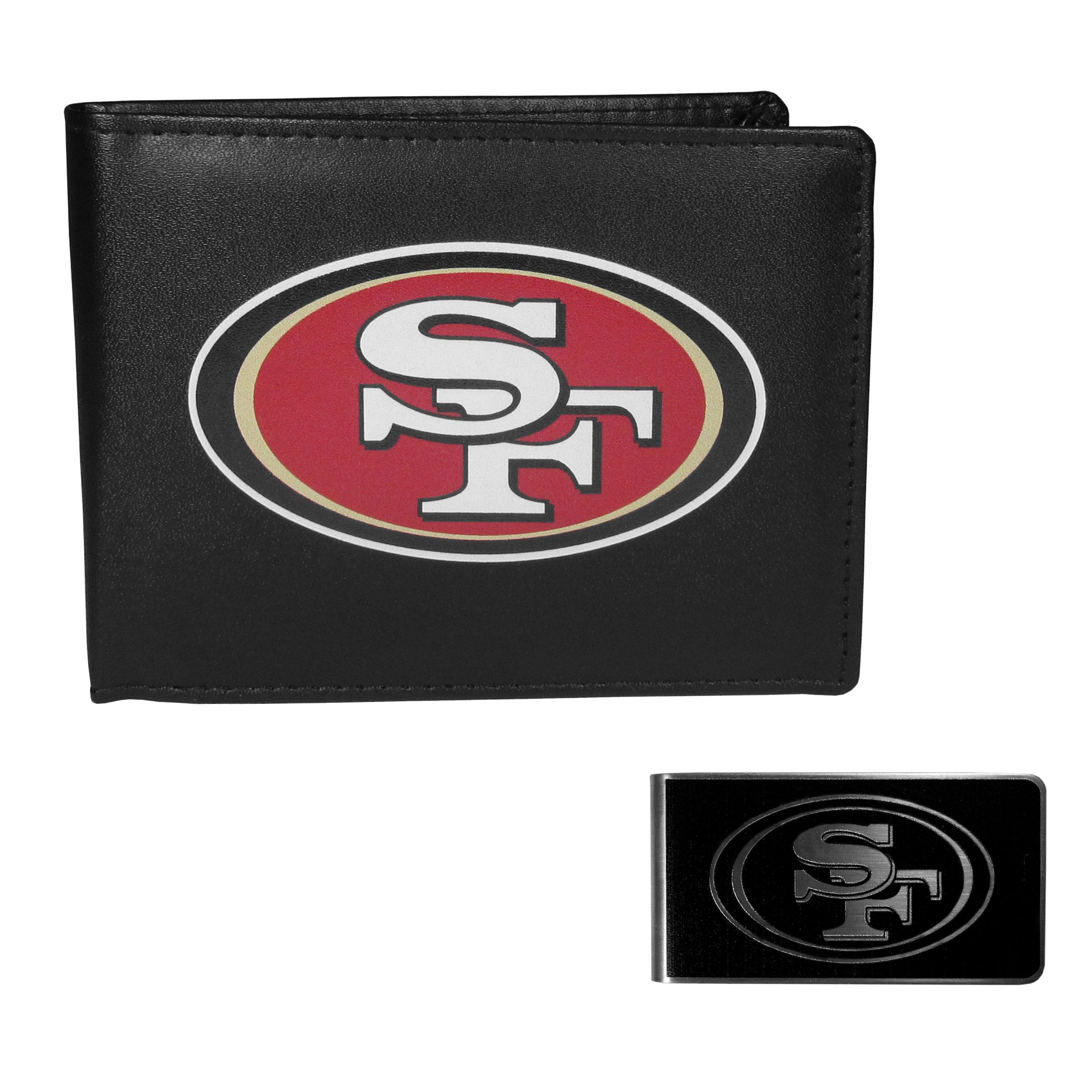 San Francisco 49ers Leather Bi-fold Wallet & Black Money Clip